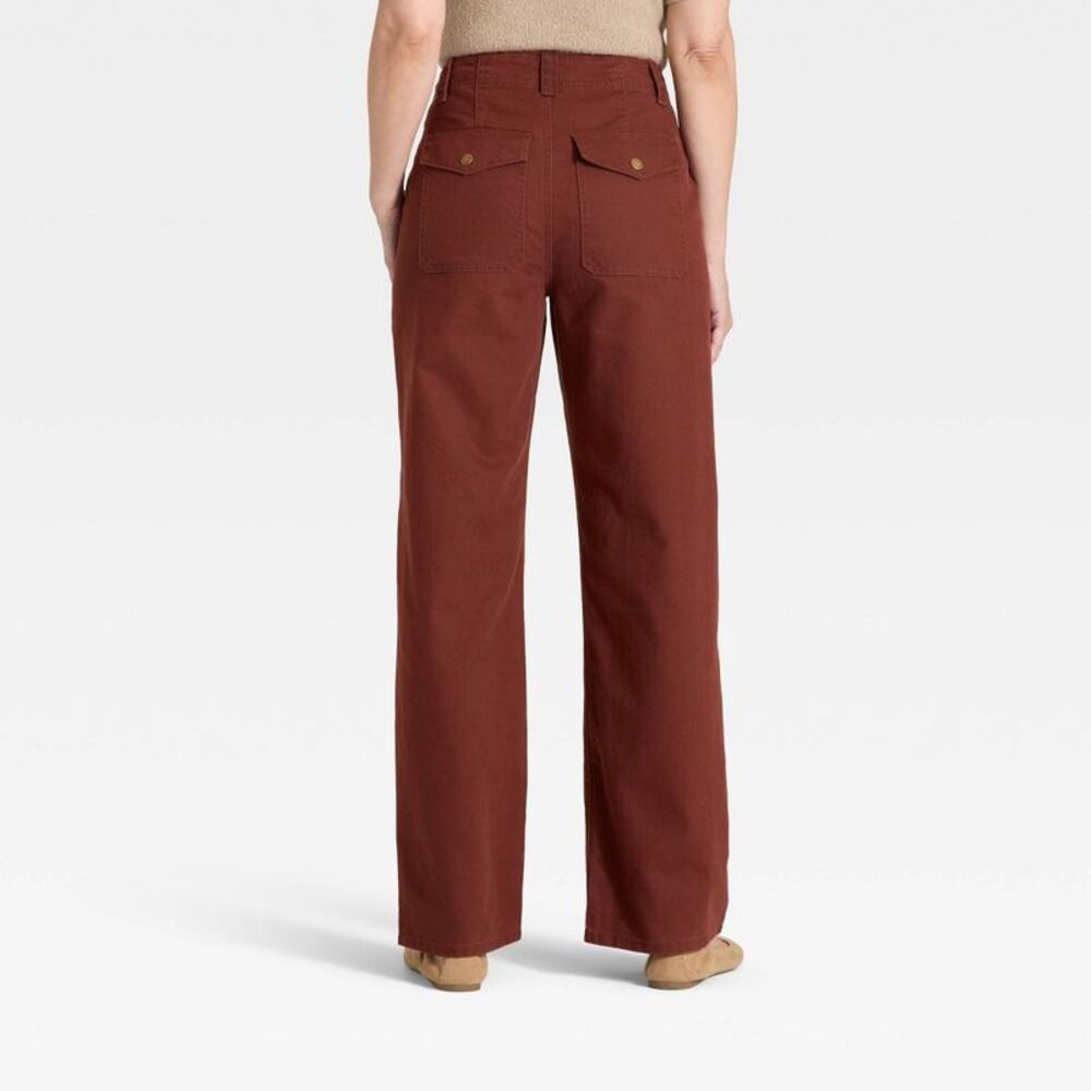 Women's Mid-Rise Straight Leg Cargo Pants - Universal Thread Brown 10 - Picture 2 of 4